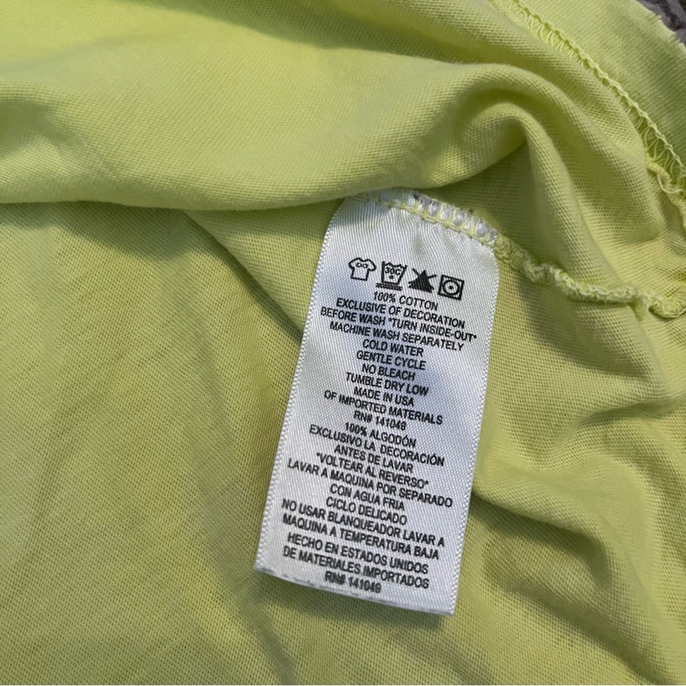 FREECITY Golden Line Short-Sleeve Tee in Yellow Green Sz XS Rare Distressed - Picture 14 of 16